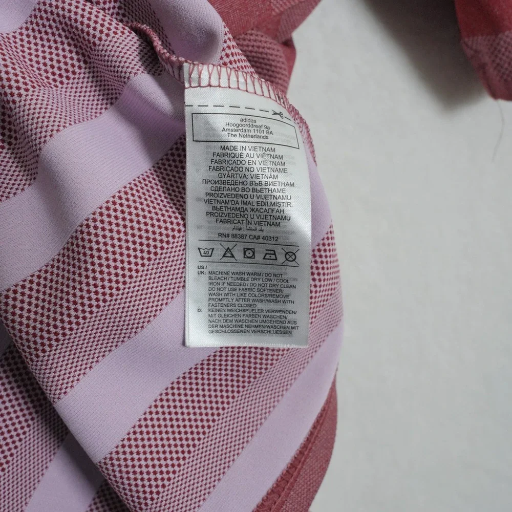 Adidas Men's Red Striped Golf Polo Shirt Climalite‎ Performance Size Large
